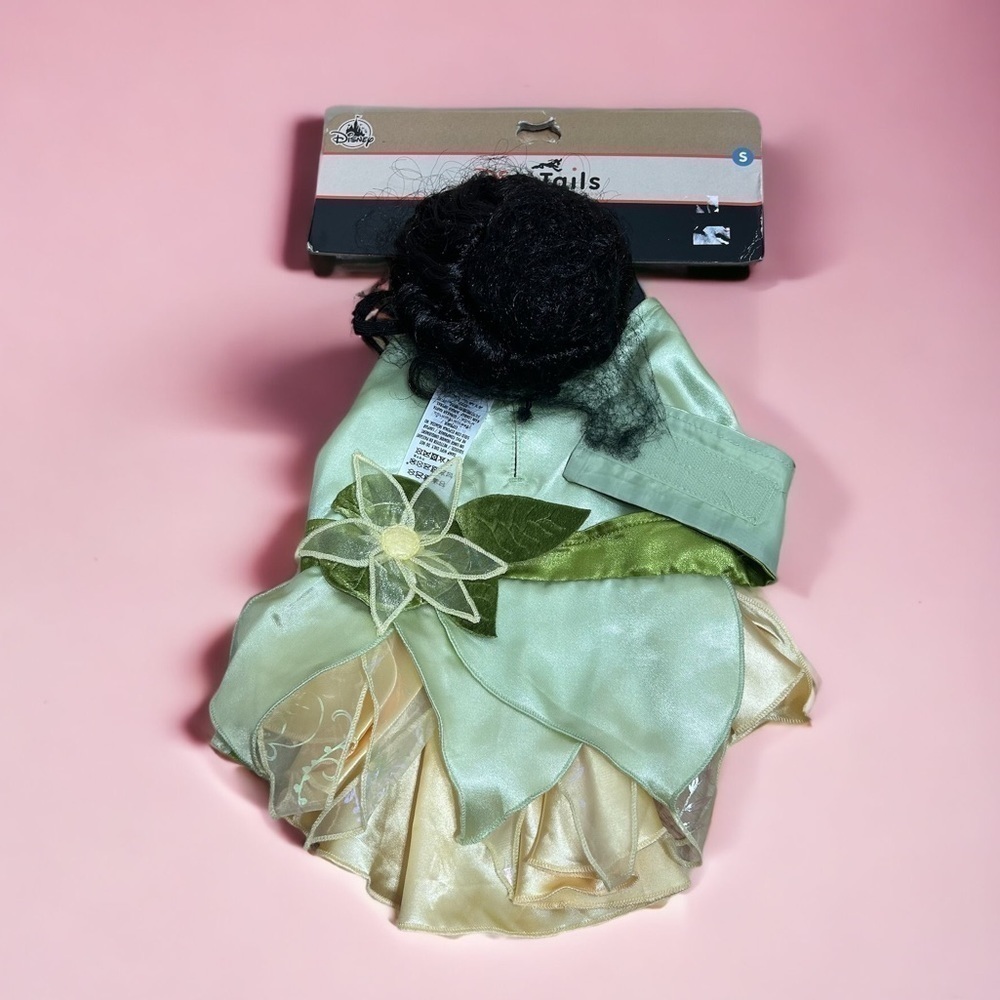 Disney Tail Tiana Dog Pet Costume NWT Small Dress W/ Wig Princess Frog